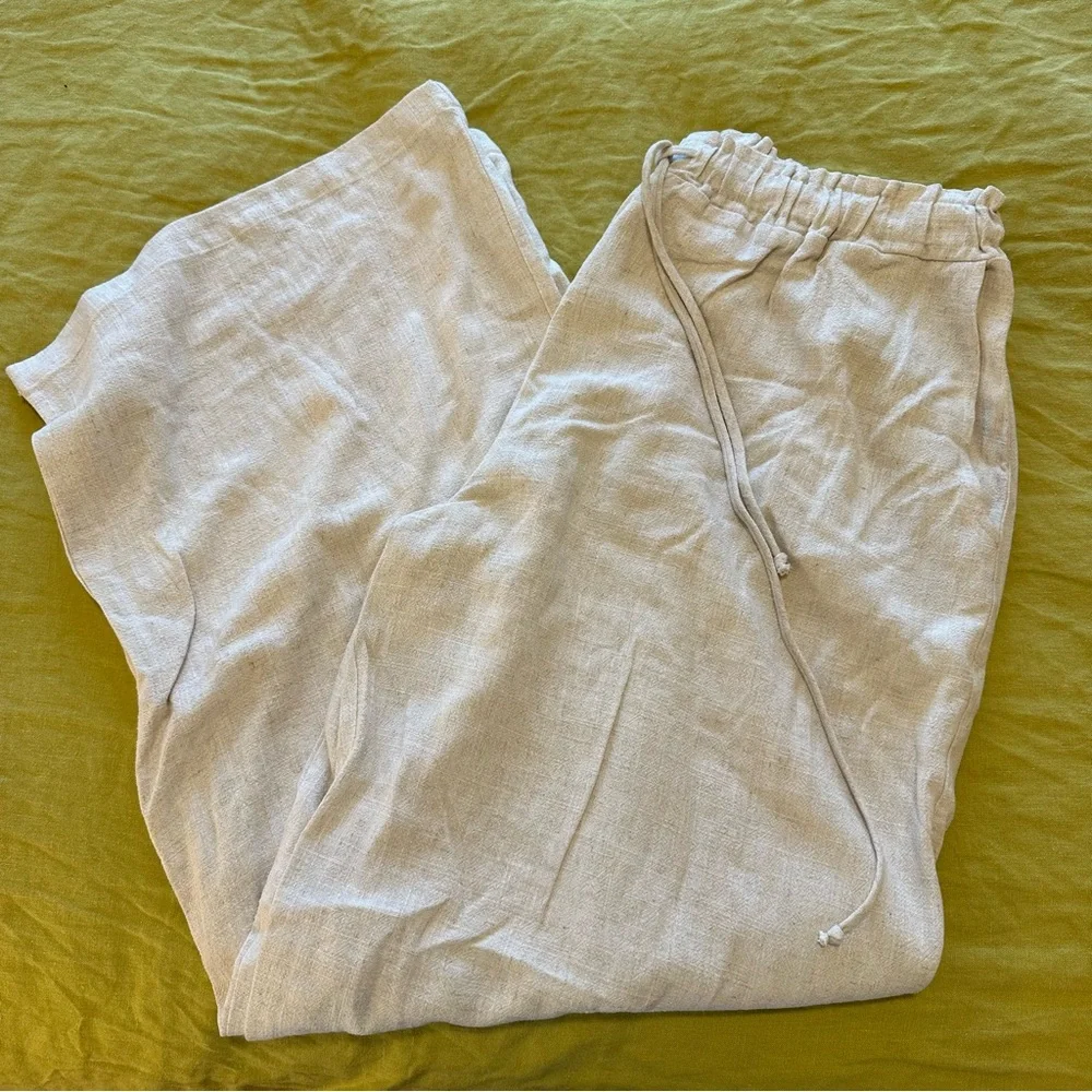 Cream Linen pants - Picture 1 of 6
